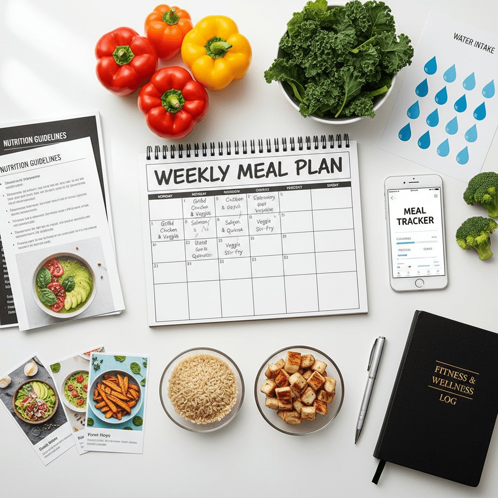 Weekly nutrition tracking and meal planning worksheet